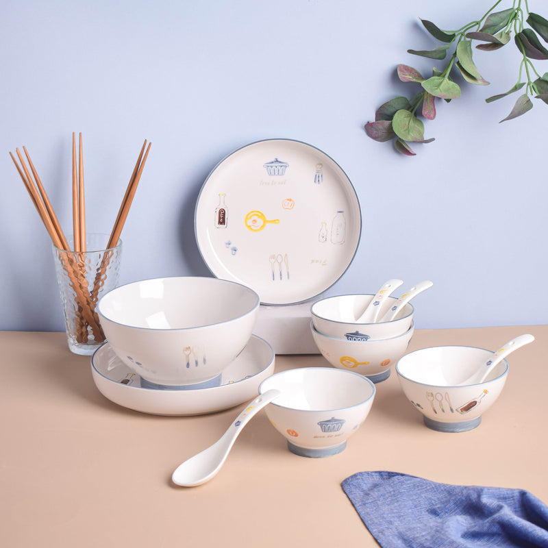 Patterned Soup Bowl Set For 4