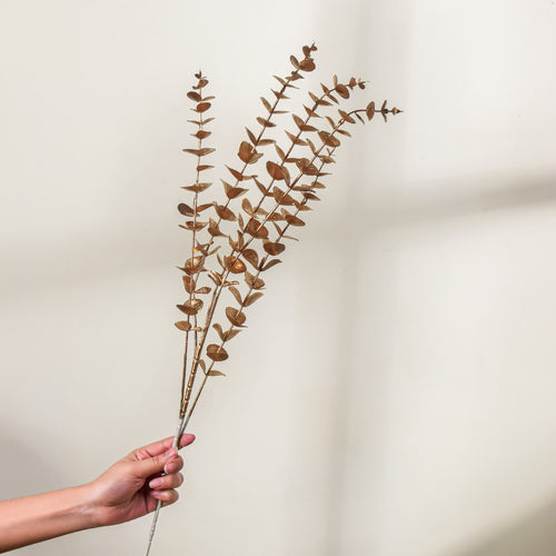 Artificial Eucalyptus Decor Stem Gold Set Of 4 - Artificial Plant | Flower for vase | Home decor item | Room decoration item