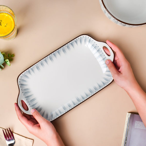 Dainty Patterned Baking Dish 11.5 Inch 250 ml - Ceramic platter, serving platter, fruit platter | Plates for dining table & home decor