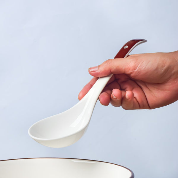 Ceramic Serving Spoon White And Brown