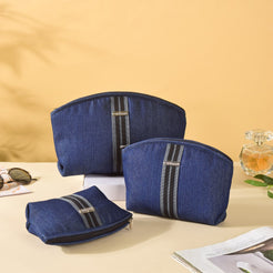 Denim Vanity Bag Set Of 3