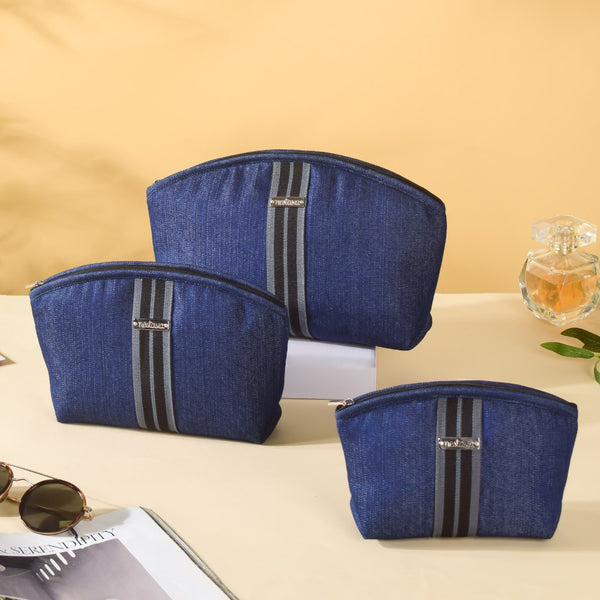 Denim Vanity Bag Set Of 3