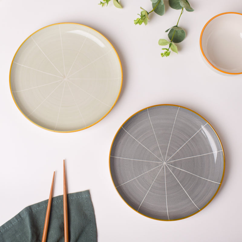 Willow Dark Grey Ceramic Snack Plate 8 inch - Serving plate, snack plate, dessert plate | Plates for dining & home decor