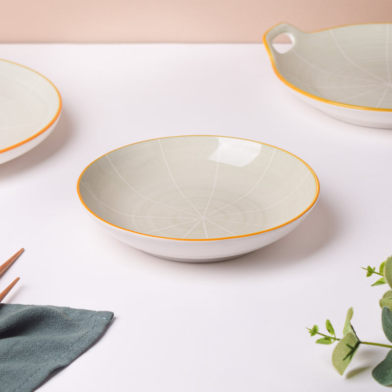 Willow Light Grey Ceramic Snack Plate 7 inch - Serving plate, pasta plate, lunch plate, deep plate | Plates for dining table & home decor