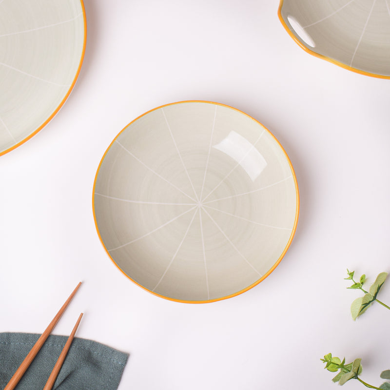 Willow Light Grey Ceramic Snack Plate 7 inch - Serving plate, pasta plate, lunch plate, deep plate | Plates for dining table & home decor