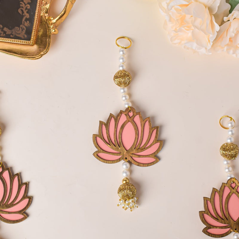 Peach Lotus Wall Hanging Set Of 4 - Wall decoration for wall design | Room decor & home decoration items