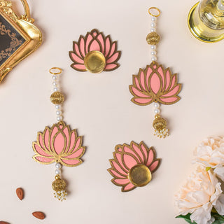 Peach Lotus Festive Decor Set Of 4
