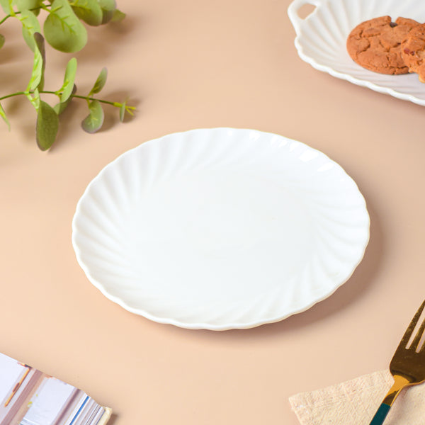 Riona Textured Ceramic Snack Plate White 7 Inch - Serving plate, snack plate, dessert plate | Plates for dining & home decor