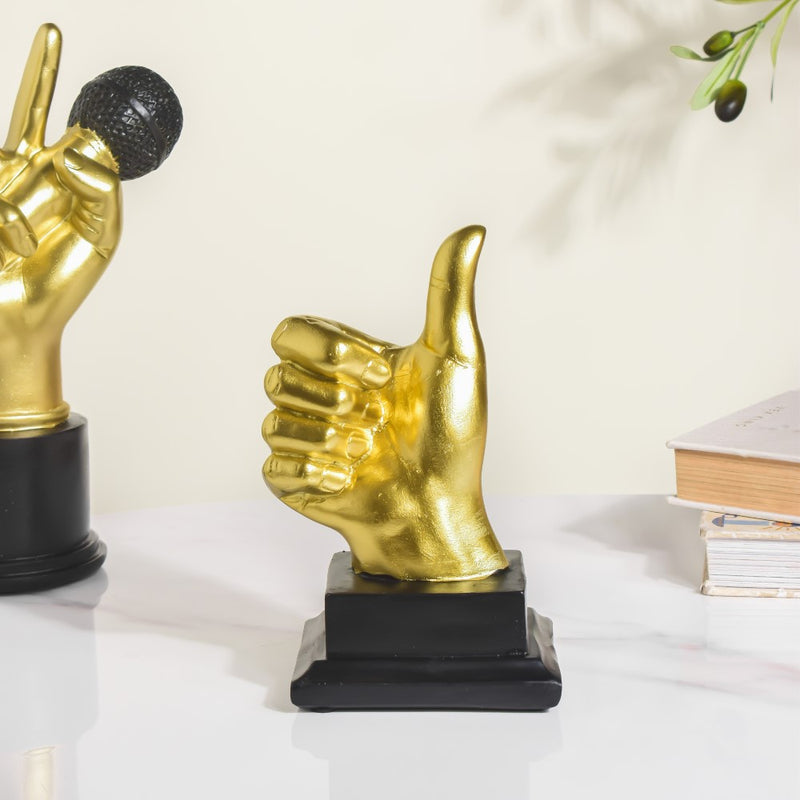 Thumbs Up Decor Showpiece Gold 7 Inch - Showpiece | Home decor item | Room decoration item