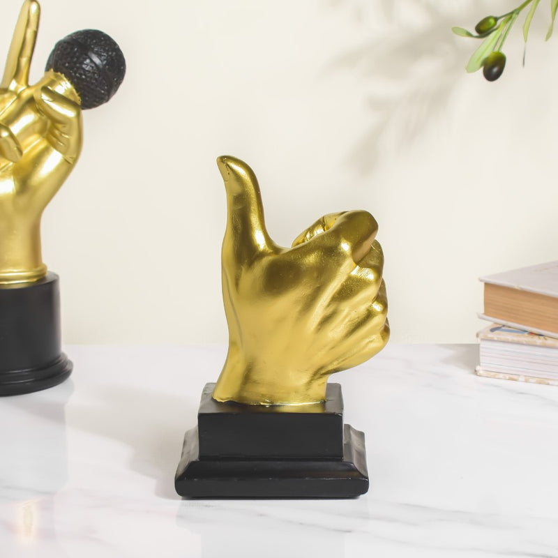 Thumbs Up Decor Showpiece Gold 7 Inch - Showpiece | Home decor item | Room decoration item