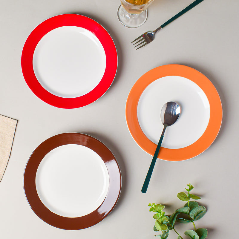 Riona Ceramic Snack Plate White Orange - Serving plate, snack plate, dessert plate | Plates for dining & home decor