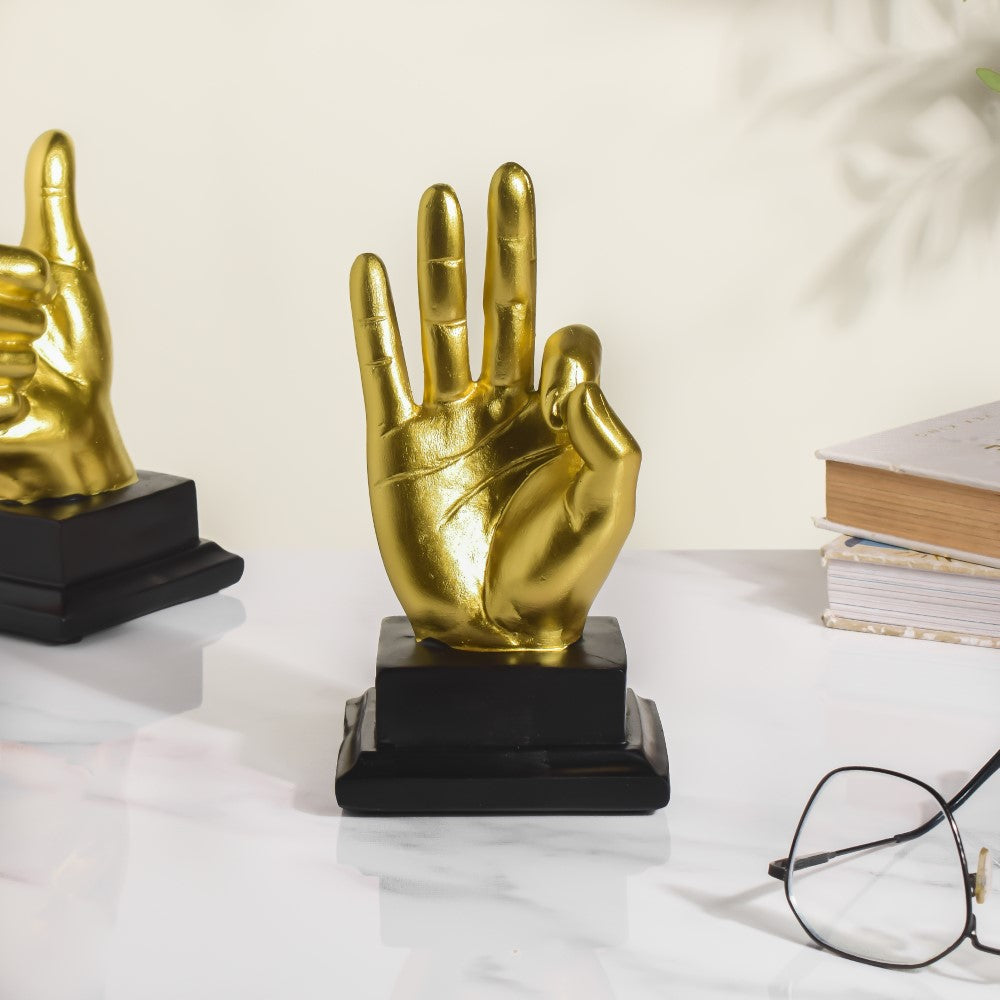 Perfect Hand Gesture Decor Showpiece Gold 7 Inch Online - Premium