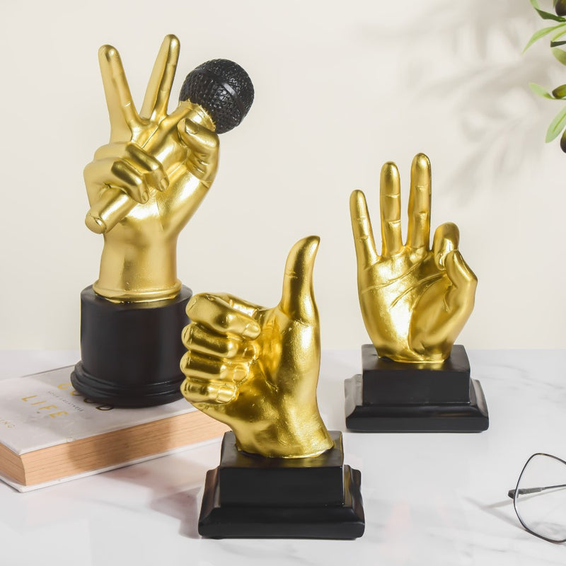 Perfect Hand Gesture Decor Showpiece Gold 7 Inch - Showpiece | Home decor item | Room decoration item