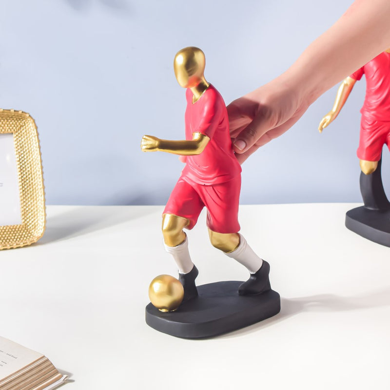 Red Jersey Footballer Decor Object 11.5 Inch - Showpiece | Home decor item | Room decoration item