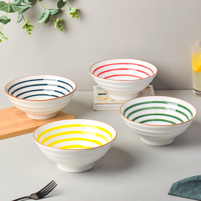 Red Illusion Ramen Bowl 550 ml - Soup bowl, ceramic bowl, ramen bowl, serving bowls, salad bowls, noodle bowl | Bowls for dining table & home decor