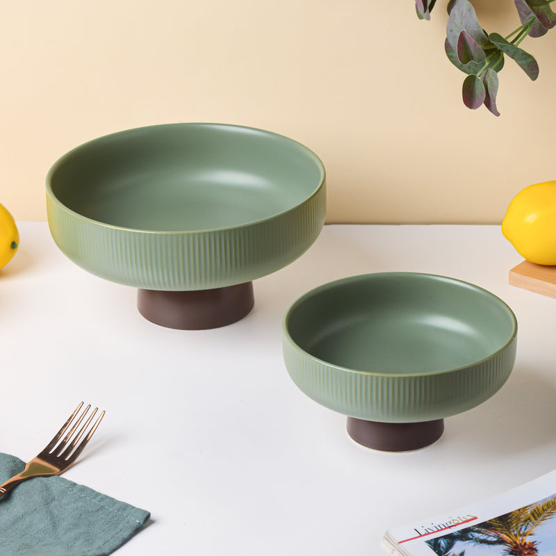 Fern Green Fruit Bowl Large - Bowl, ceramic bowl, serving bowls, bowl for snacks, large serving bowl | Bowls for dining table & home decor