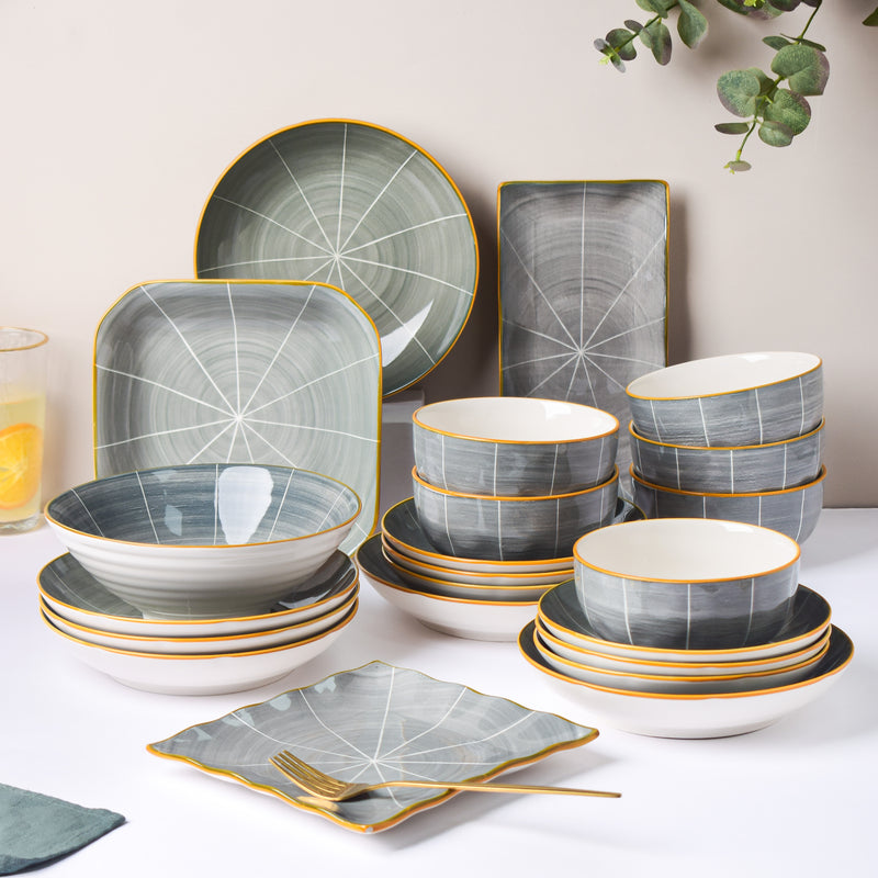 Willow Dark Grey 22 Piece Pasta Set For 6