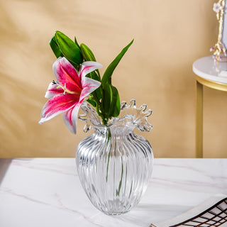 Wave Glass Flower Vase Large 8 Inch