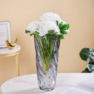 Spiral Winds Glass Flower Vase Grey Large 11 Inch