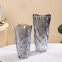 Spiral Glass Flower Vase Grey Large 11 Inch