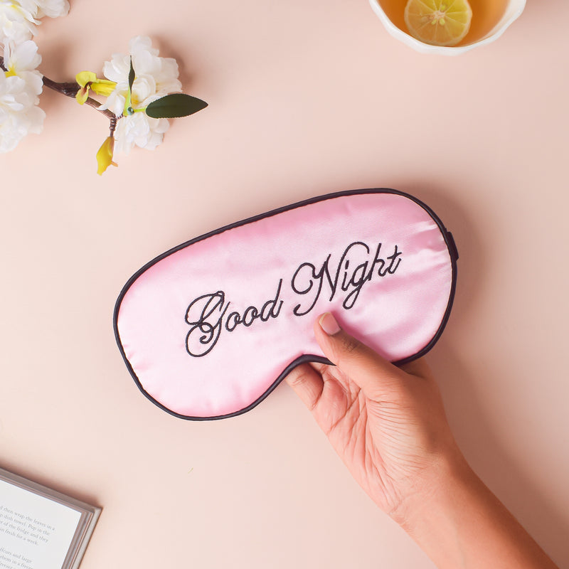 Good Night Sleep Satin Eye Mask Pink