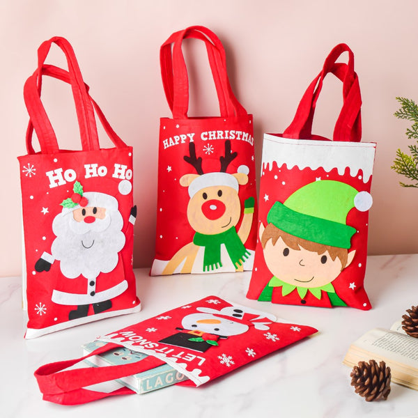 Reindeer Christmas Gift Bag Red 10.5 Inch