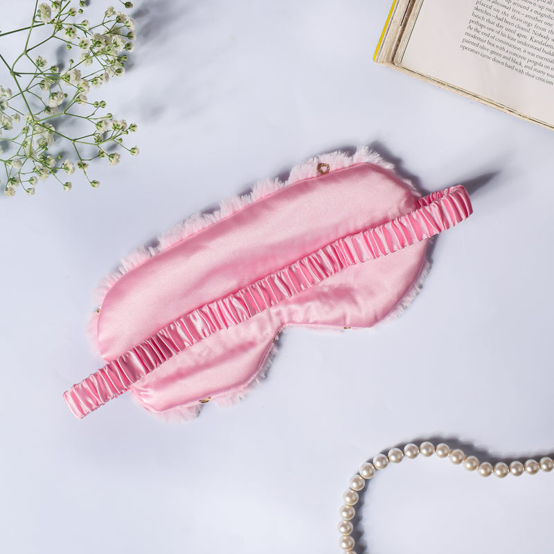 Little Hearts Plush Pink Travel Eye Mask
