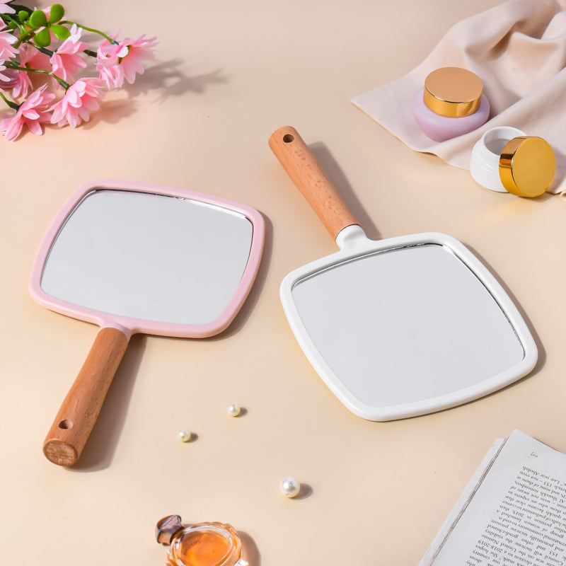 Sleek Square Handheld Mirror Pink - Makeup mirror: Buy mirror online | Mirror for dressing table and room decor