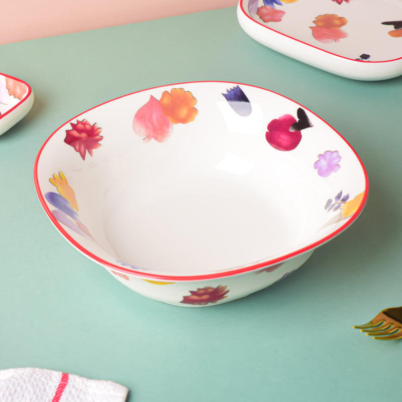 Florista Rimmed Serving Bowl 9 Inch - Bowl, ceramic bowl, serving bowls, noodle bowl, salad bowls, bowl for snacks, large serving bowl | Bowls for dining table & home decor