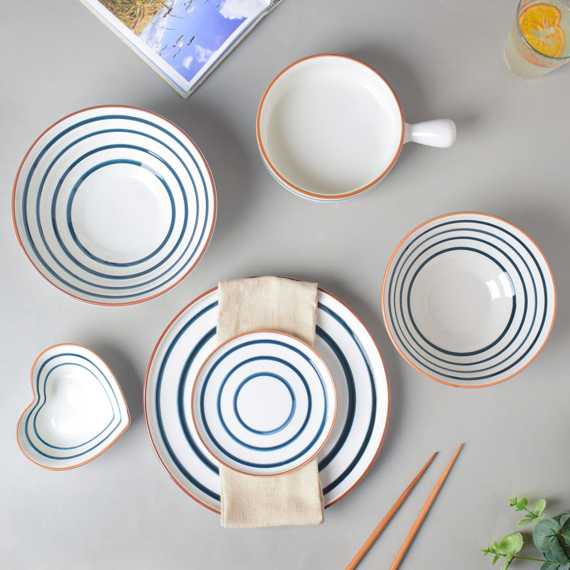 Blue Spiral Dinner Set 22 Piece Dinner Set For 6