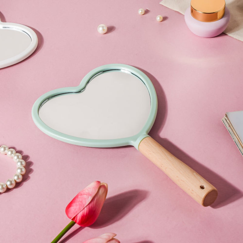 Chic Heart Hand Mirror Green - Handheld mirror: Buy mirror online | Mirror for dressing table and room decor