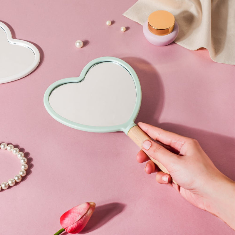 Chic Heart Hand Mirror Green - Handheld mirror: Buy mirror online | Mirror for dressing table and room decor