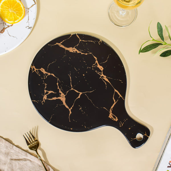 Marble Round Serving Platter Black - Ceramic platter, serving platter, fruit platter | Plates for dining table & home decor