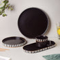 Monochrome Black And White Dinner Plate 9.5 Inch - Serving plate, lunch plate, ceramic dinner plates| Plates for dining table & home decor