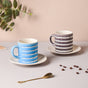 Blue And White Textured Cup Set 150 ml- Tea cup, coffee cup, cup for tea | Cups and Mugs for Office Table & Home Decoration