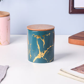Auric Marble Green Jar with Lid