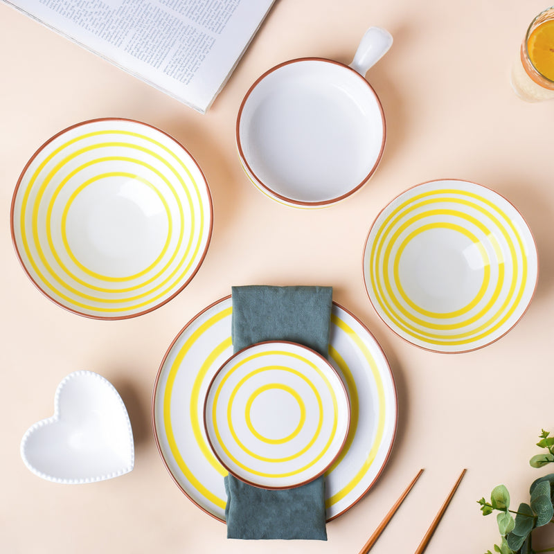 Spiral Yellow 22 Piece Dinner Set For 6