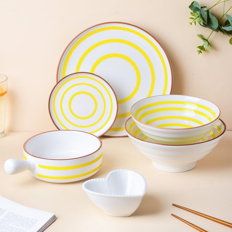 Spiral Yellow 22 Piece Dinner Set For 6