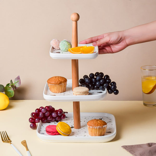 Modern Cake Stand, 3 Tier Cupcake Stand with Brass Tone Inlays Dessert –  MyGift