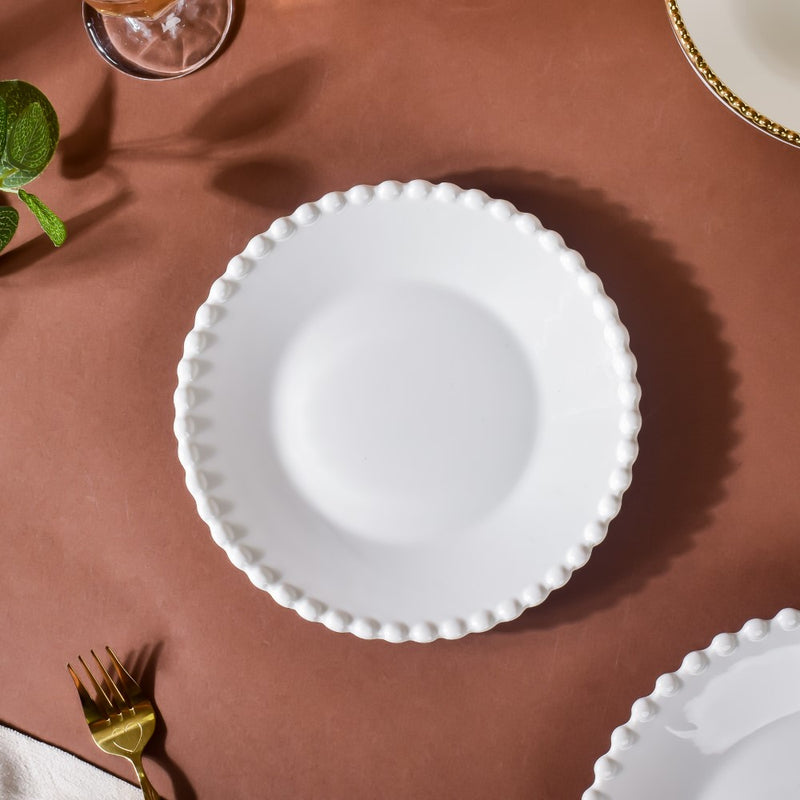 Scalloped Snack Plate White 8 Inch - Serving plate, snack plate, dessert plate | Plates for dining & home decor