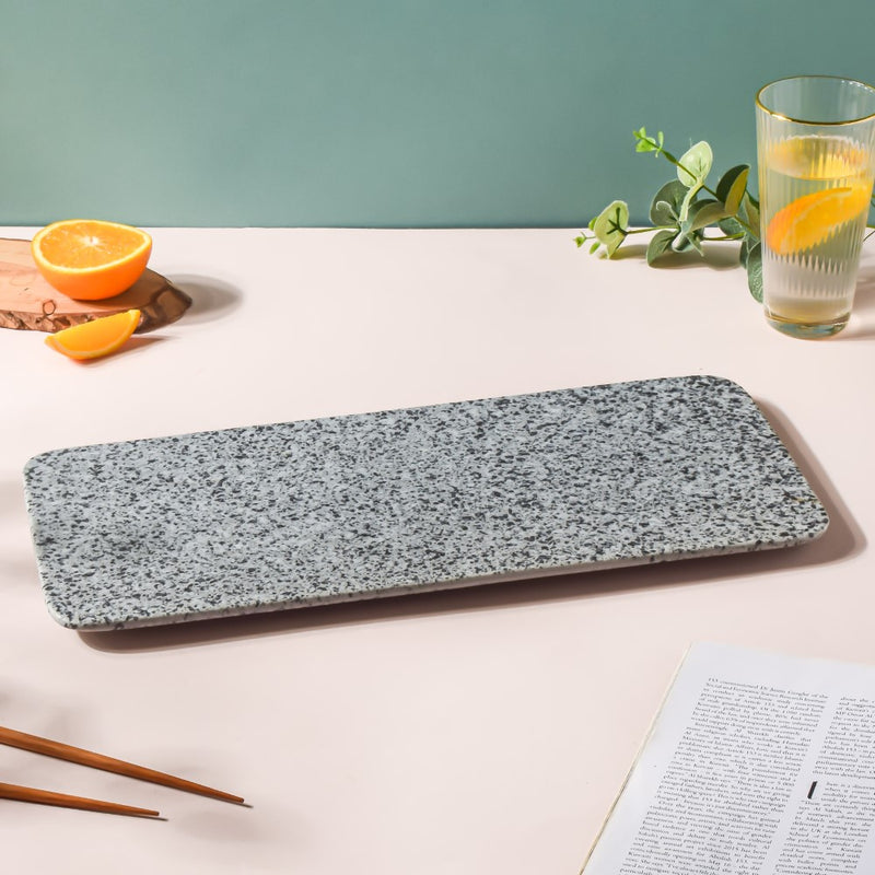 Sushi Serving Long Plate Grey Large 16.5 Inch - Ceramic platter, serving platter, fruit platter | Plates for dining table & home decor