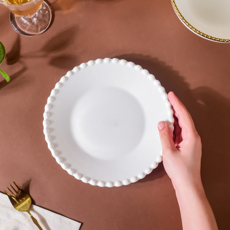 Scalloped Snack Plate White 8 Inch - Serving plate, snack plate, dessert plate | Plates for dining & home decor