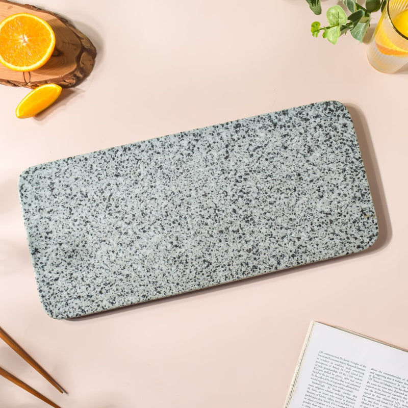 Sushi Serving Long Plate Grey Large 16.5 Inch - Ceramic platter, serving platter, fruit platter | Plates for dining table & home decor