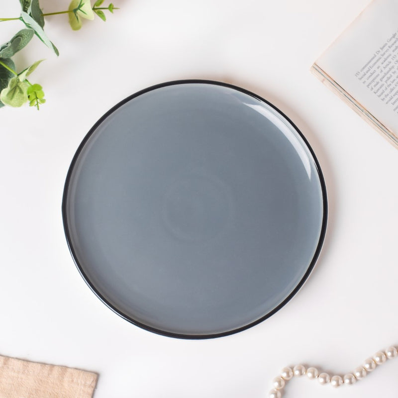 Cara Sleek Ceramic Snack Plate Grey 8 Inch - Serving plate, snack plate, dessert plate | Plates for dining & home decor