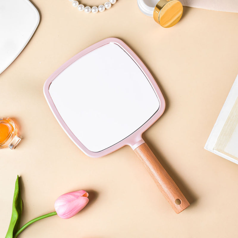 Sleek Square Handheld Mirror Pink - Makeup mirror: Buy mirror online | Mirror for dressing table and room decor