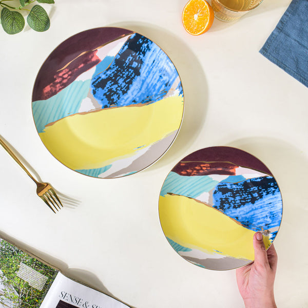 Colourful Ceramic Dinner Plate 10 Inch - Serving plate, snack plate, ceramic dinner plates| Plates for dining table & home decor