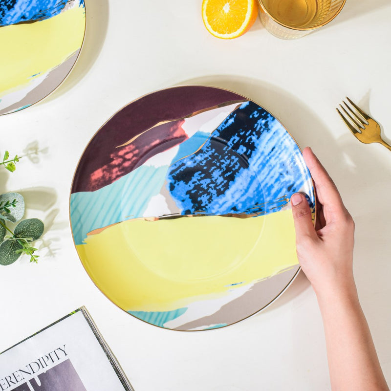 Colourful Ceramic Dinner Plate 10 Inch - Serving plate, snack plate, ceramic dinner plates| Plates for dining table & home decor