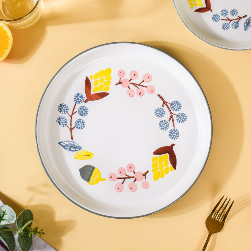 Bloom Ceramic Dinner Plate Grey 10 Inch - Serving plate, snack plate, ceramic dinner plates| Plates for dining table & home decor