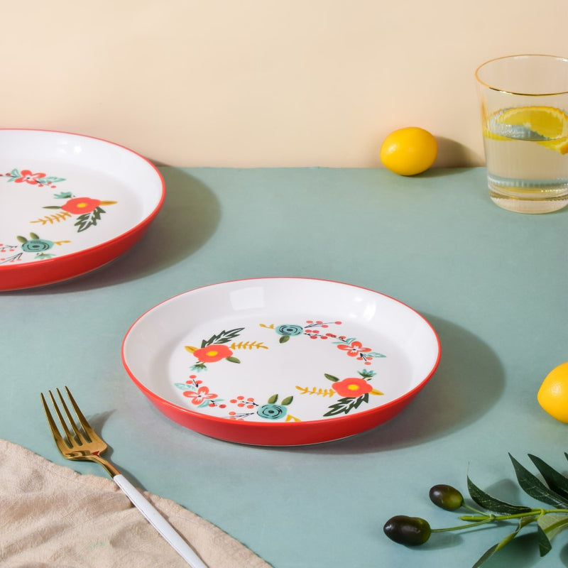Bloom Ceramic Snack Plate Red 8 Inch - Serving plate, snack plate, dessert plate | Plates for dining & home decor