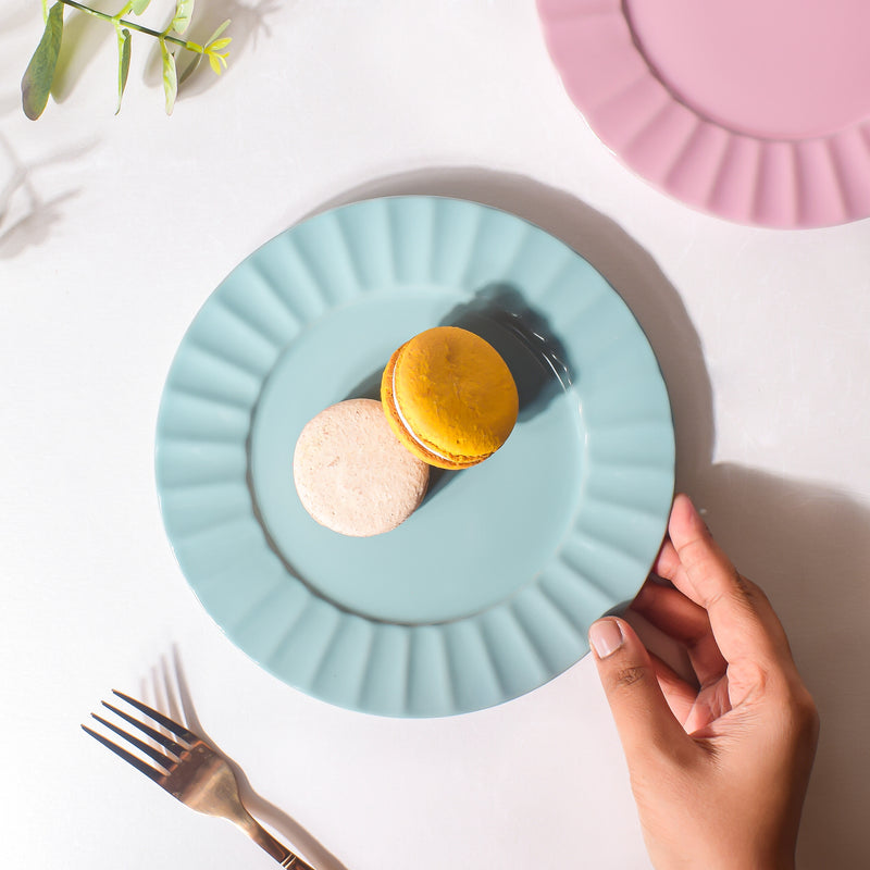 Claramay Blue Pastel Ceramic Snack Plate 8 Inch - Serving plate, snack plate, dessert plate | Plates for dining & home decor